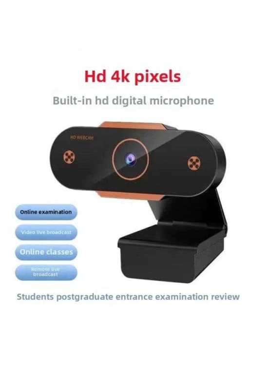 Full HD 4K Webcam with Unique Design and Built-in Microphone for Streaming and Online Classes