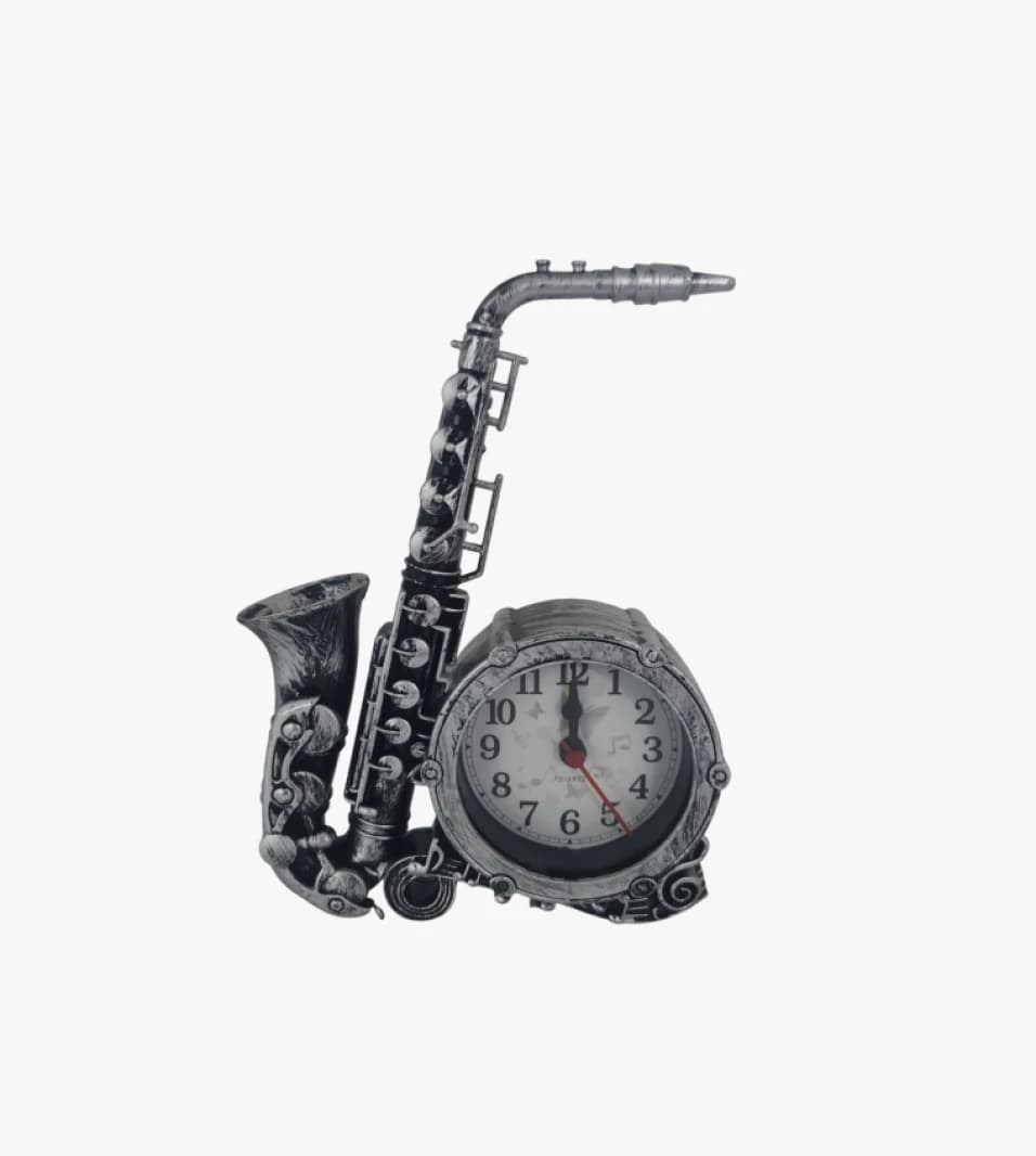 Orchid Clock with Saxophone Design, Perfect for Music Lovers and Art Collectors