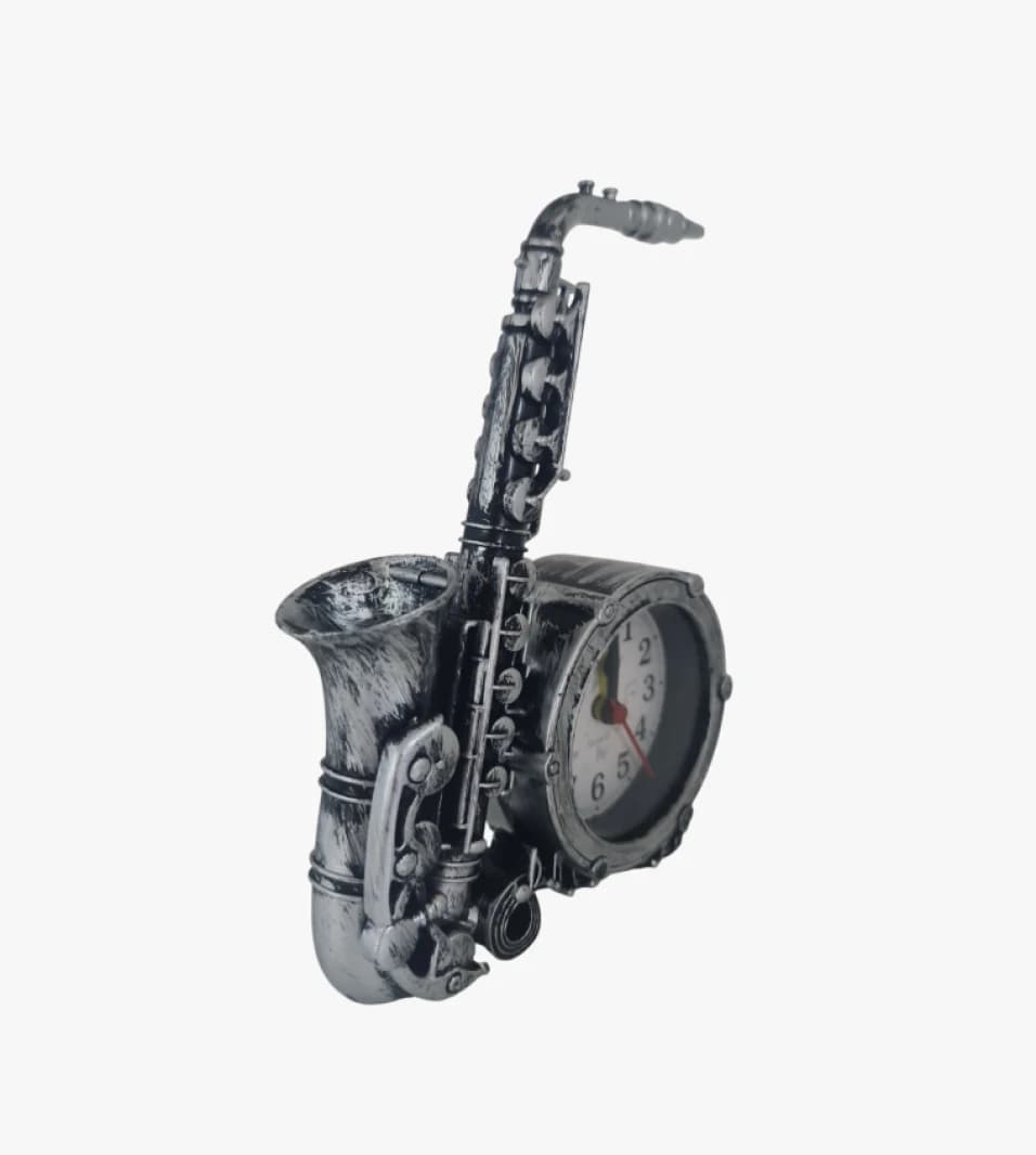 Orchid Clock with Saxophone Design, Perfect for Music Lovers and Art Collectors