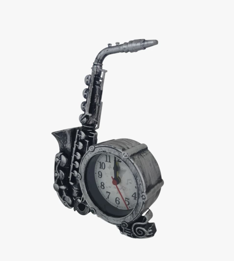 Orchid Clock with Saxophone Design, Perfect for Music Lovers and Art Collectors