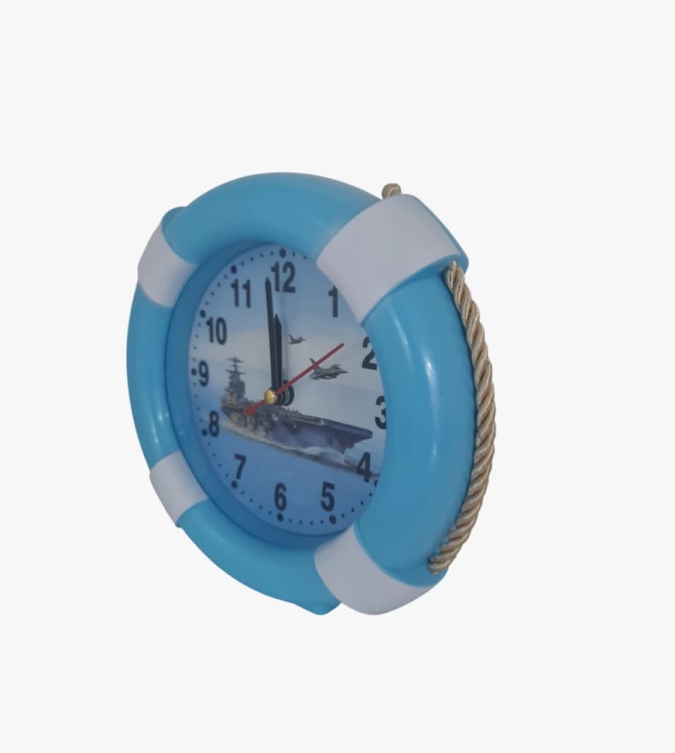 Decorative Wall Clock with Nautical Knot Featuring Ship and Small Aircraft for Unique Design Lovers