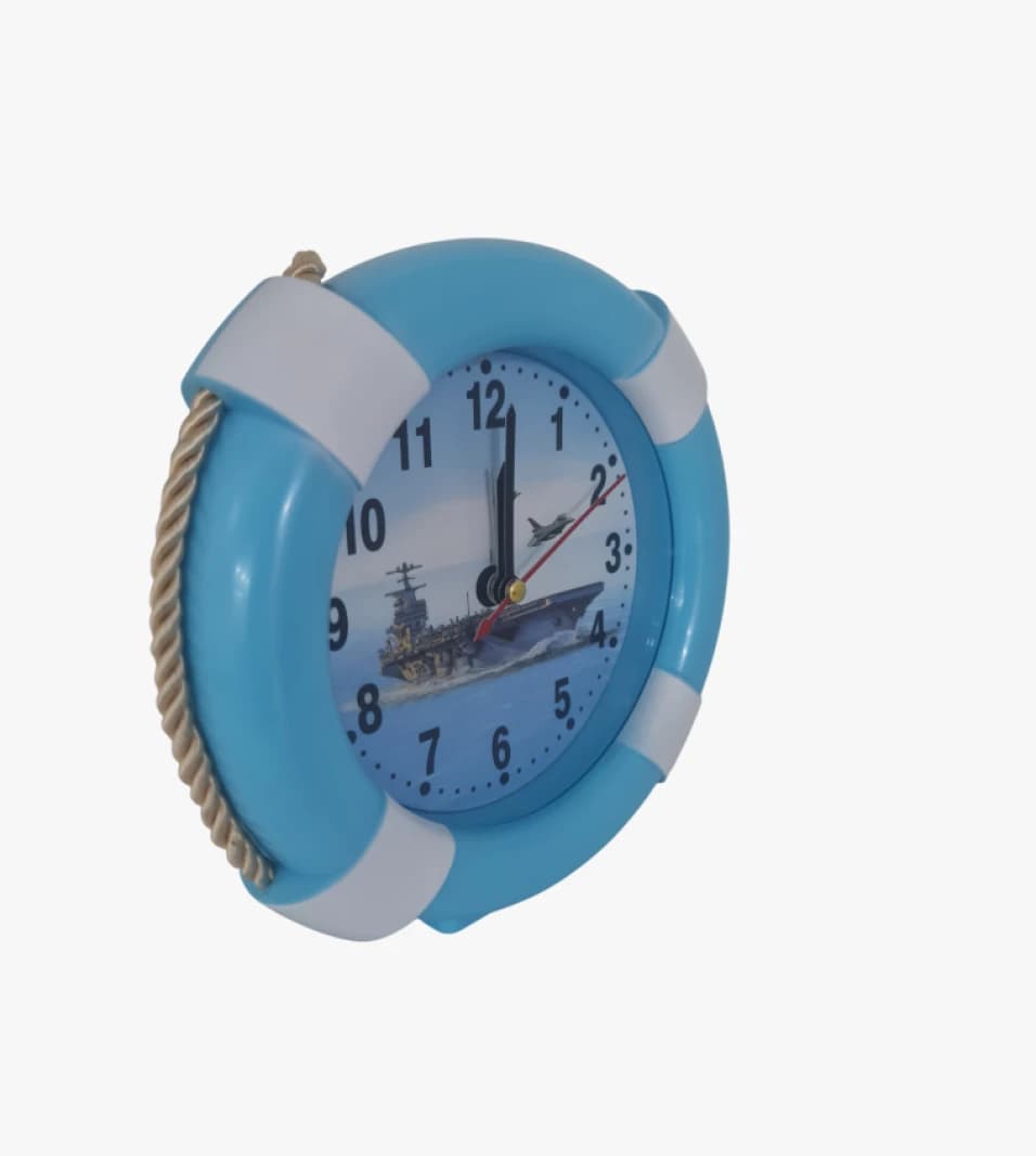 Decorative Wall Clock with Nautical Knot Featuring Ship and Small Aircraft for Unique Design Lovers