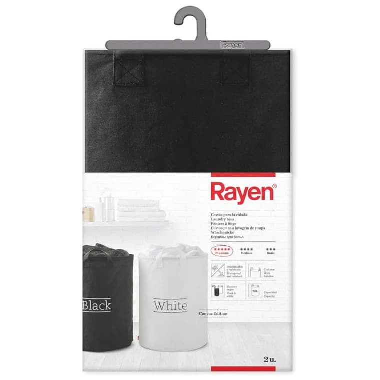 Rayen Laundry Basket - 55 x 40 cm, Black & White