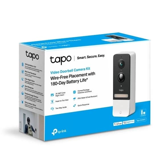 Tp-Link Tapo Smart Battery Video Doorbell White Cmos Sensor 2K 5Mp Live View