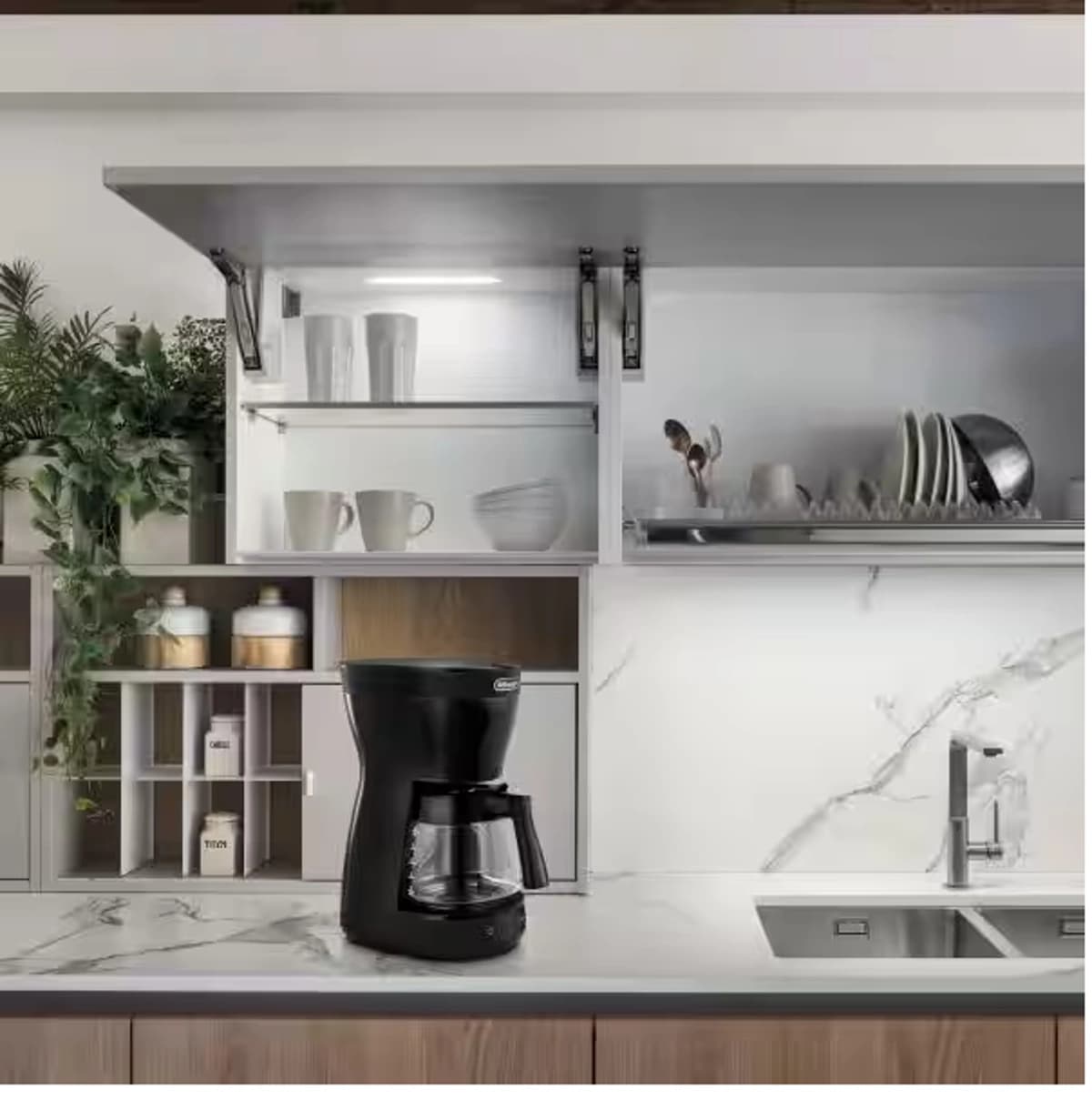 Delonghi ICM16 Series American Coffee Maker, 10 Cups, Glass Jug, Black
