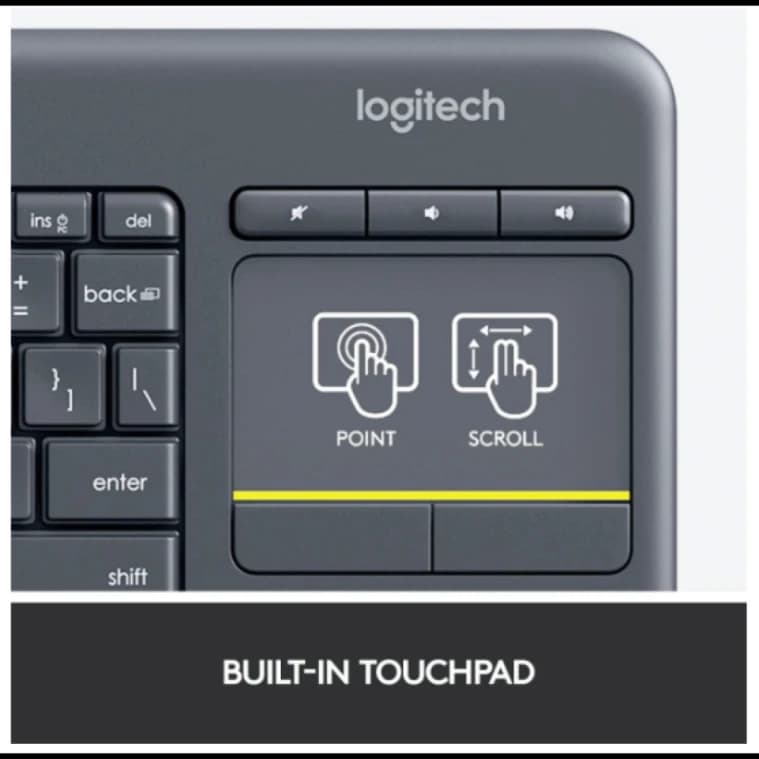 Logitech K400 Plus TV Wireless Touch Keyboard - Dark
