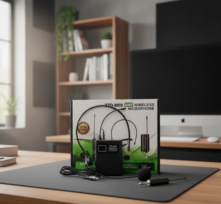 ميكروفون لاسلكي بفئة UHF TTD-M09 بتصميم سماعة رأس للجسم لنقاء صوت عالي ومناسب للعرض التقديمي