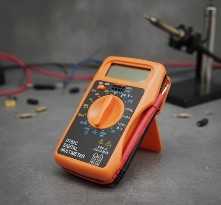 مقياس متعدد رقمي DT83C صغير الحجم، تصميم محمول لقياس الجهد والتيار والمقاومة