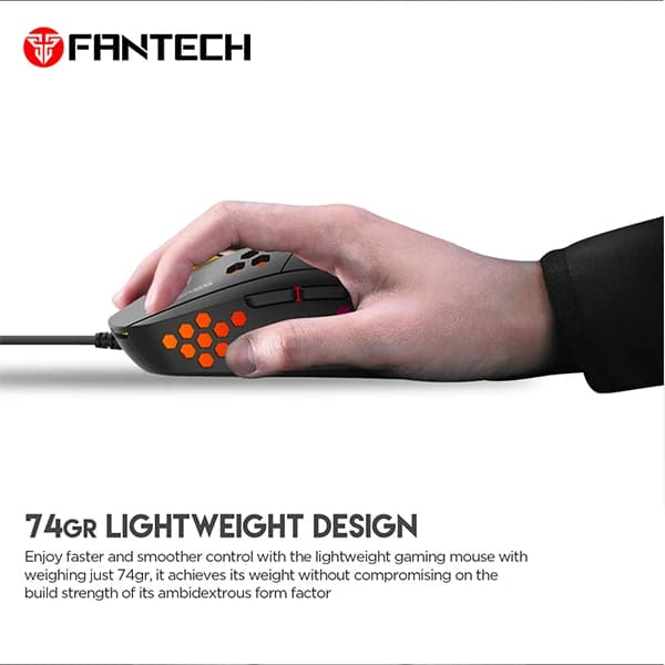 FanTech Wired Gaming Mouse With Colored LED Lights - Black (UX2)