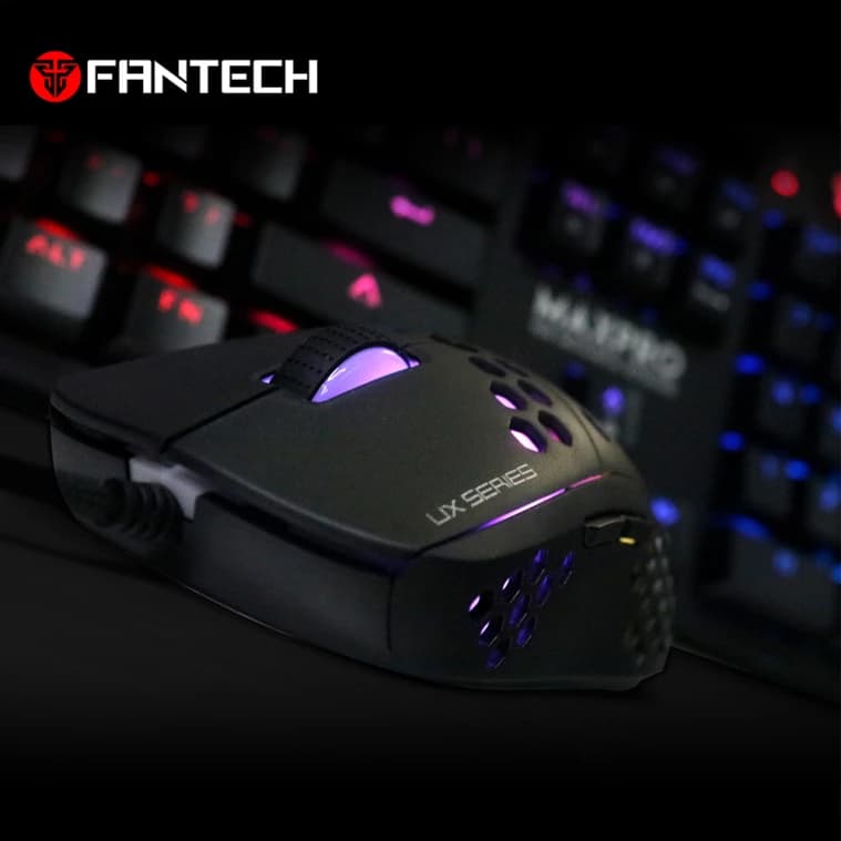FanTech Wired Gaming Mouse With Colored LED Lights - Black (UX2)