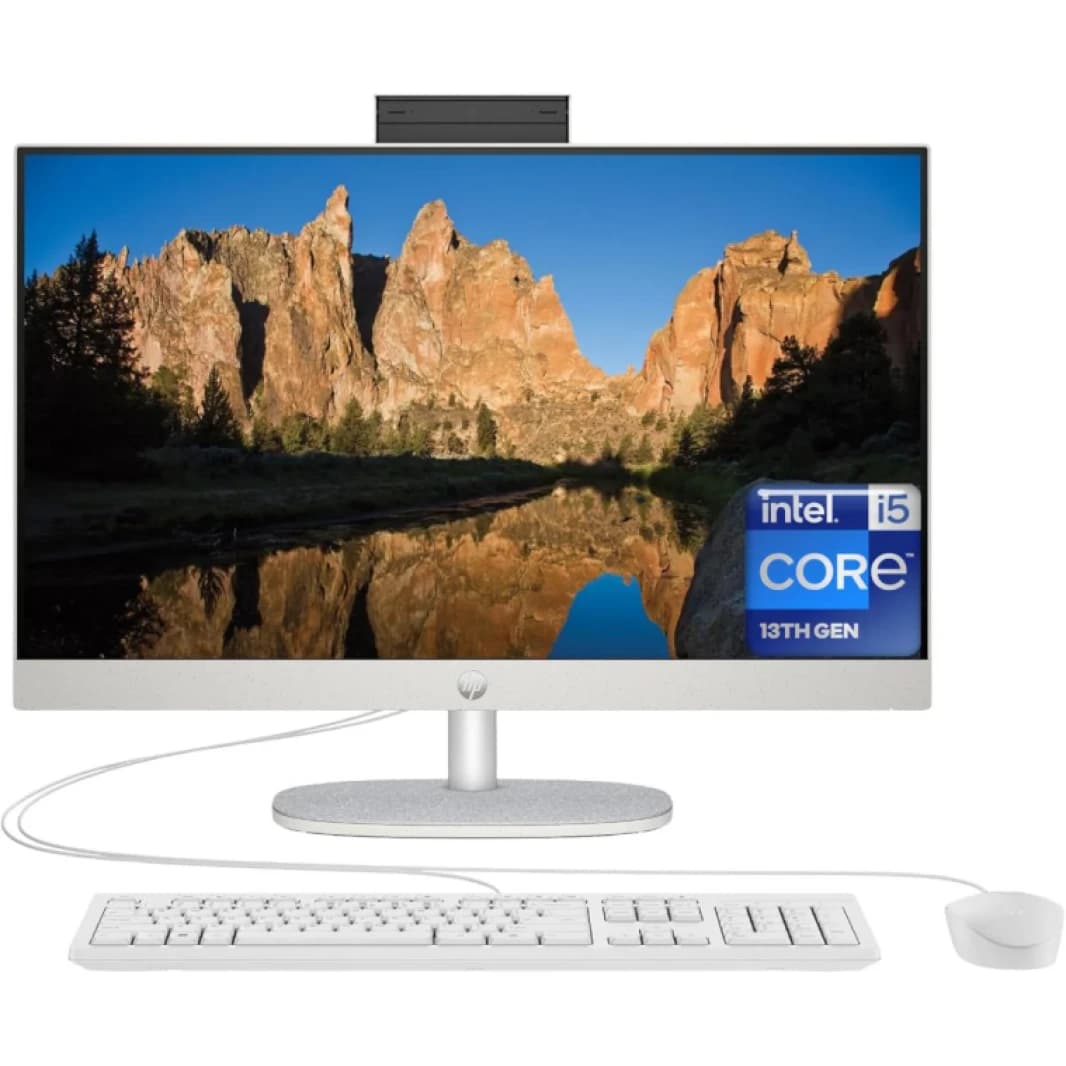 HP All-in-One 24-cr0058ne PC, 13th Gen Intel Core i5-1334U, 8GB RAM, 512GB SSD, 23.8" FHD IPS Display - White