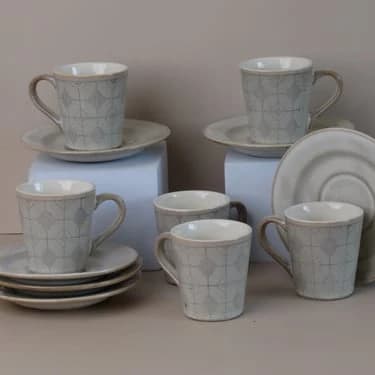 Turkish Coffee Cup Serving Set - 12 Pieces