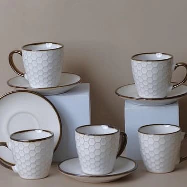Turkish Coffee Cup Serving Set - 12 Pieces