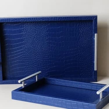 Leather Serving Tray Set