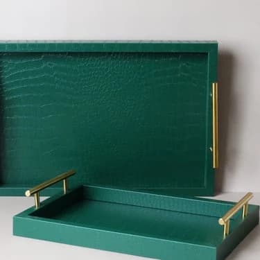 Leather Serving Tray Set