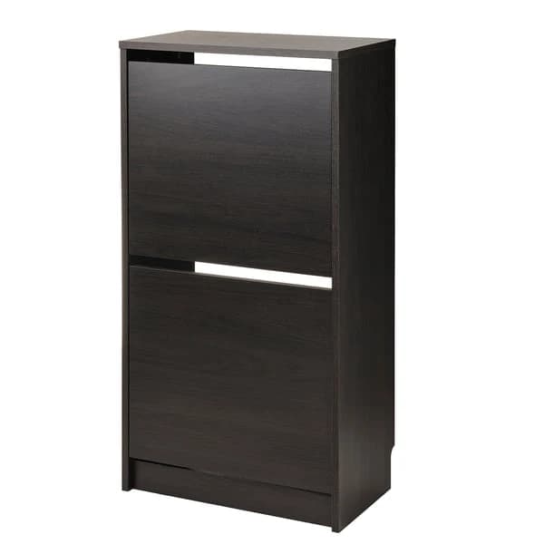 Shoe cabinet with 2 compartments, black-brown, 49x28x93 cm