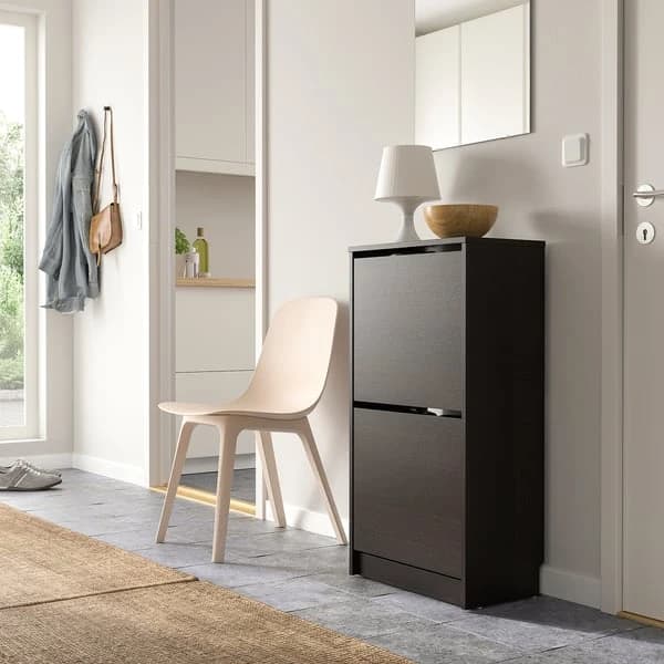 Shoe cabinet with 2 compartments, black-brown, 49x28x93 cm