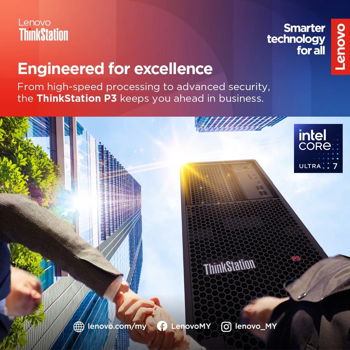 Lenovo ThinkStation P3 Tower Workstation Gen 2 (2025), Intel Core Ultra 7 265K, 20-Cores, AI-Optimized, Black
