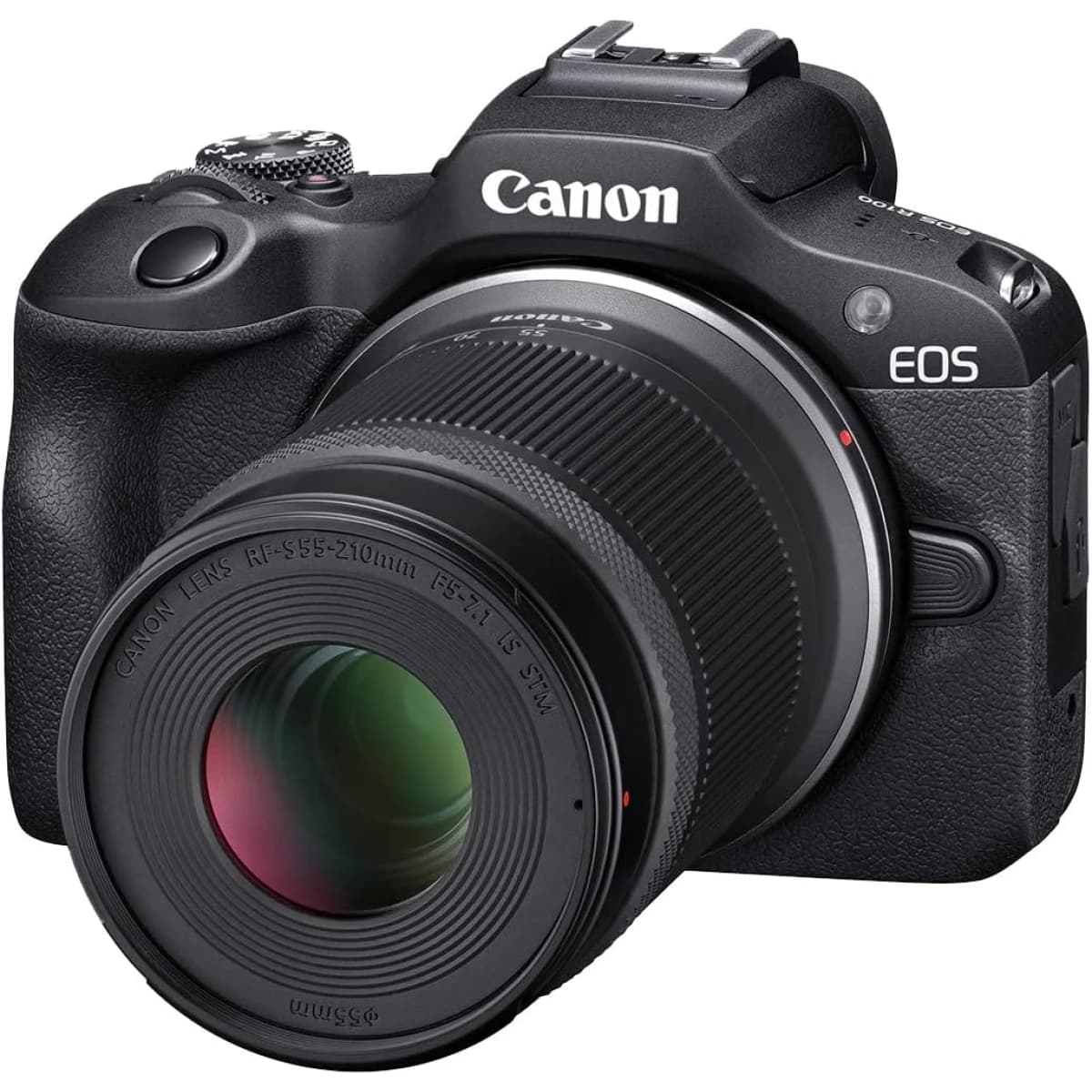 Canon EOS R100 KIT (w/RF-S18-45mm + RF-S55-210mm) Mirrorless Camera, APS-C Sensor, 24.1MP, 4K Video, Dual Pixel CMOS AF, Lightweight Vlogging Camera for Entry-Level Creators, Black