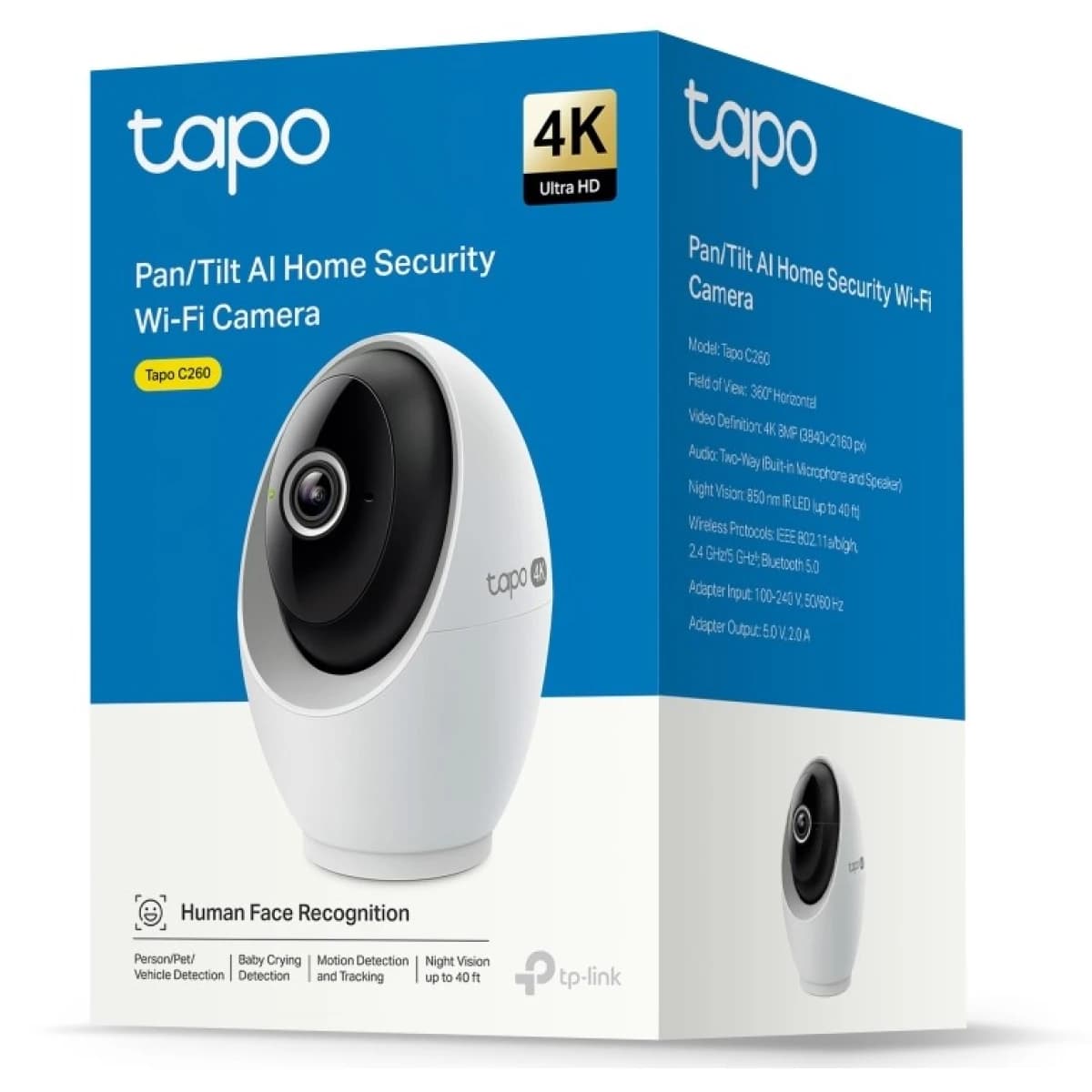 TP-LINK Tapo C260 4K Pan/Tilt Indoor Security Camera, RoomCam 4K