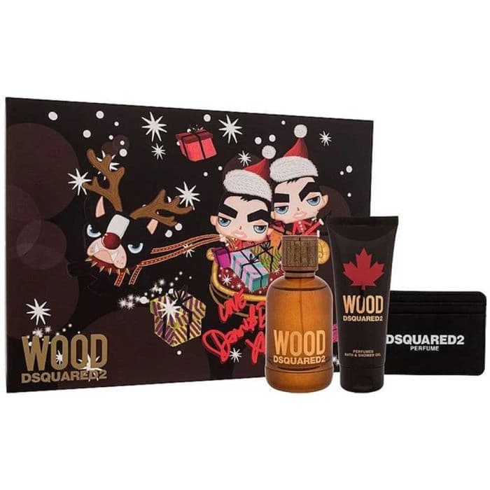Dsquared2 Original Wood EDT 100Ml + Shower Gel 100Ml + Card Holder Gift Set For Men