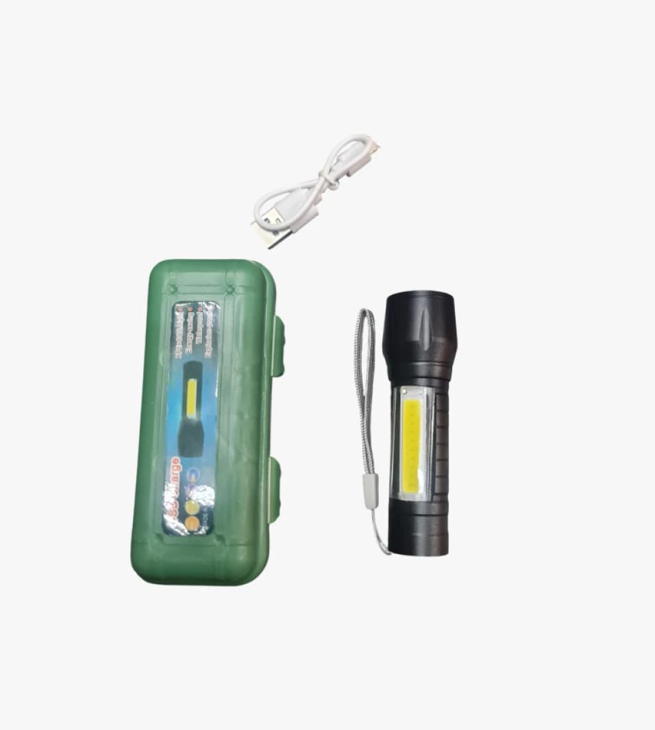 Rechargeable USB LED Flashlight with Cable for Adventurers, Campers, and Outdoor Enthusiasts Seeking Reliable Lighting.