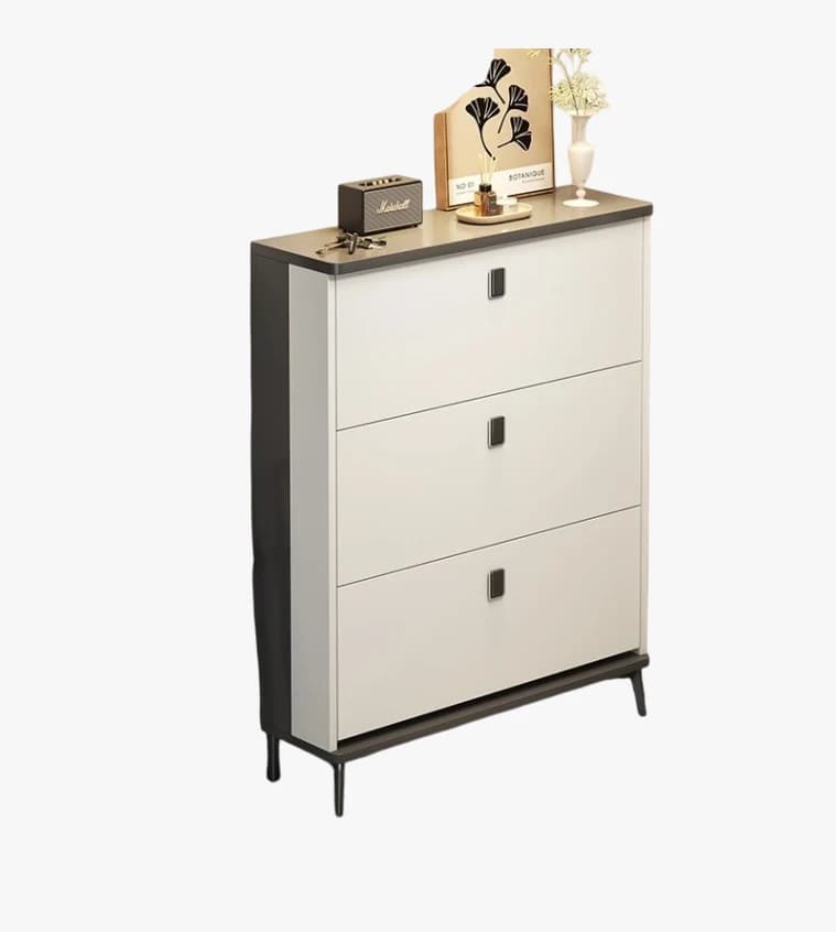 Double-Layer Wooden Tipping Shoe Cabinet
