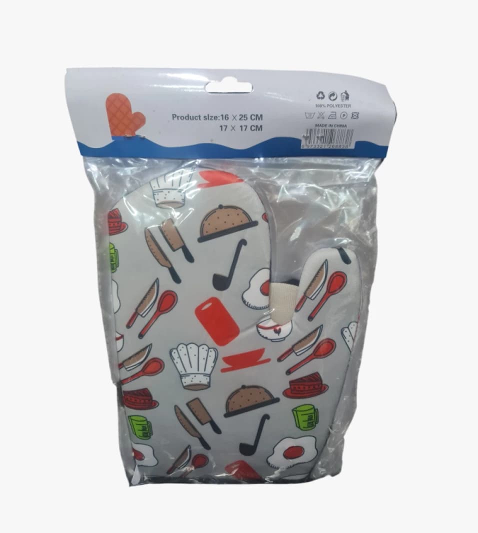 Kitchen Mitt and Pot Holder with Fun Graphics for Cooking Enthusiasts with Stylish Design for Kitchens
