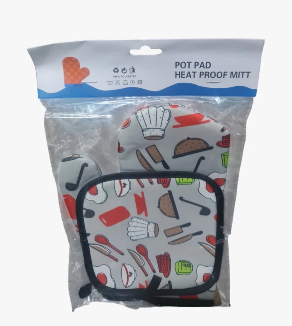 Kitchen Mitt and Pot Holder with Fun Graphics for Cooking Enthusiasts with Stylish Design for Kitchens