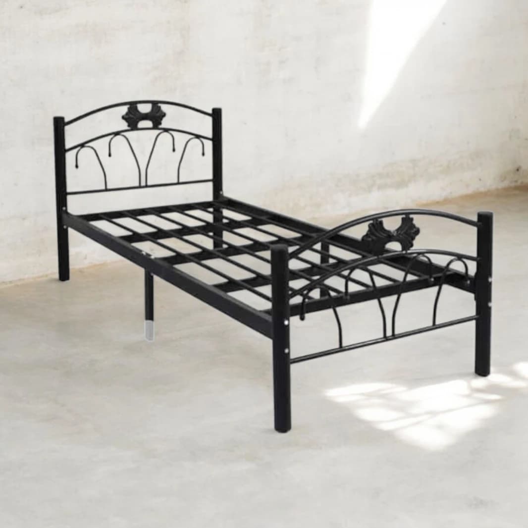 Single Metal Bed Frame with Classic and Durable Design – Strong Structure Ideal for Bedrooms, Student Housing, and Shared Rooms