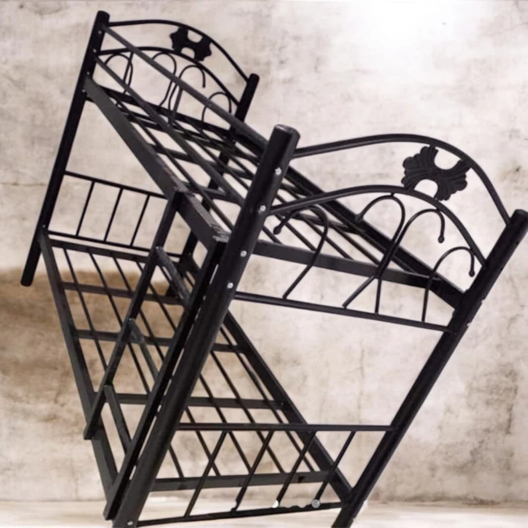High-Quality Two-Tier Metal Bed Frame with Durable Geometric Design – Ideal for Bedrooms, Student Housing, and Space-Saving Home Use