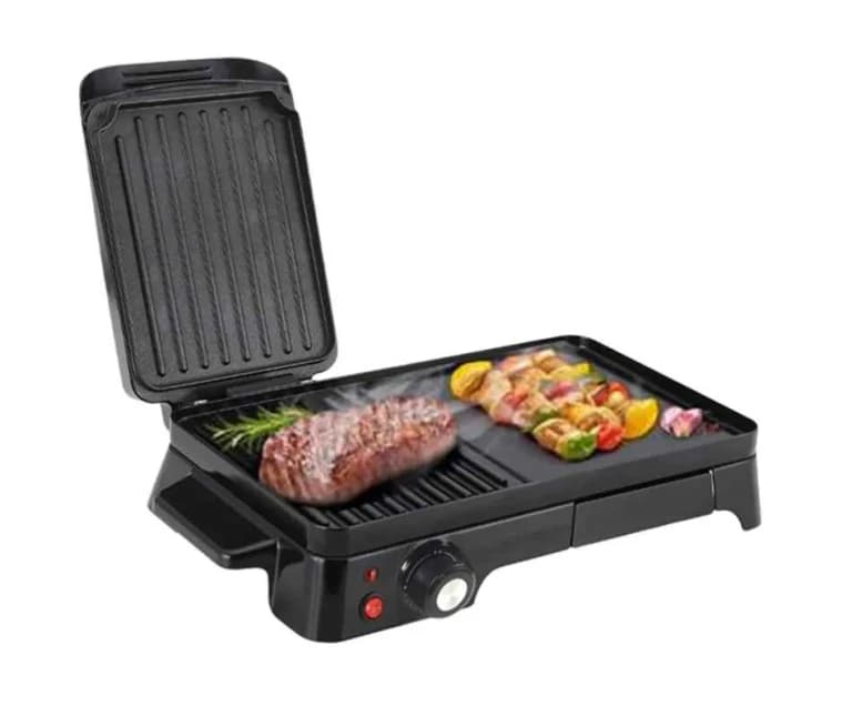 Enzo Italy 2-in-1 Electric Table Grill with Non-Stick Coating for Smokeless Cooking