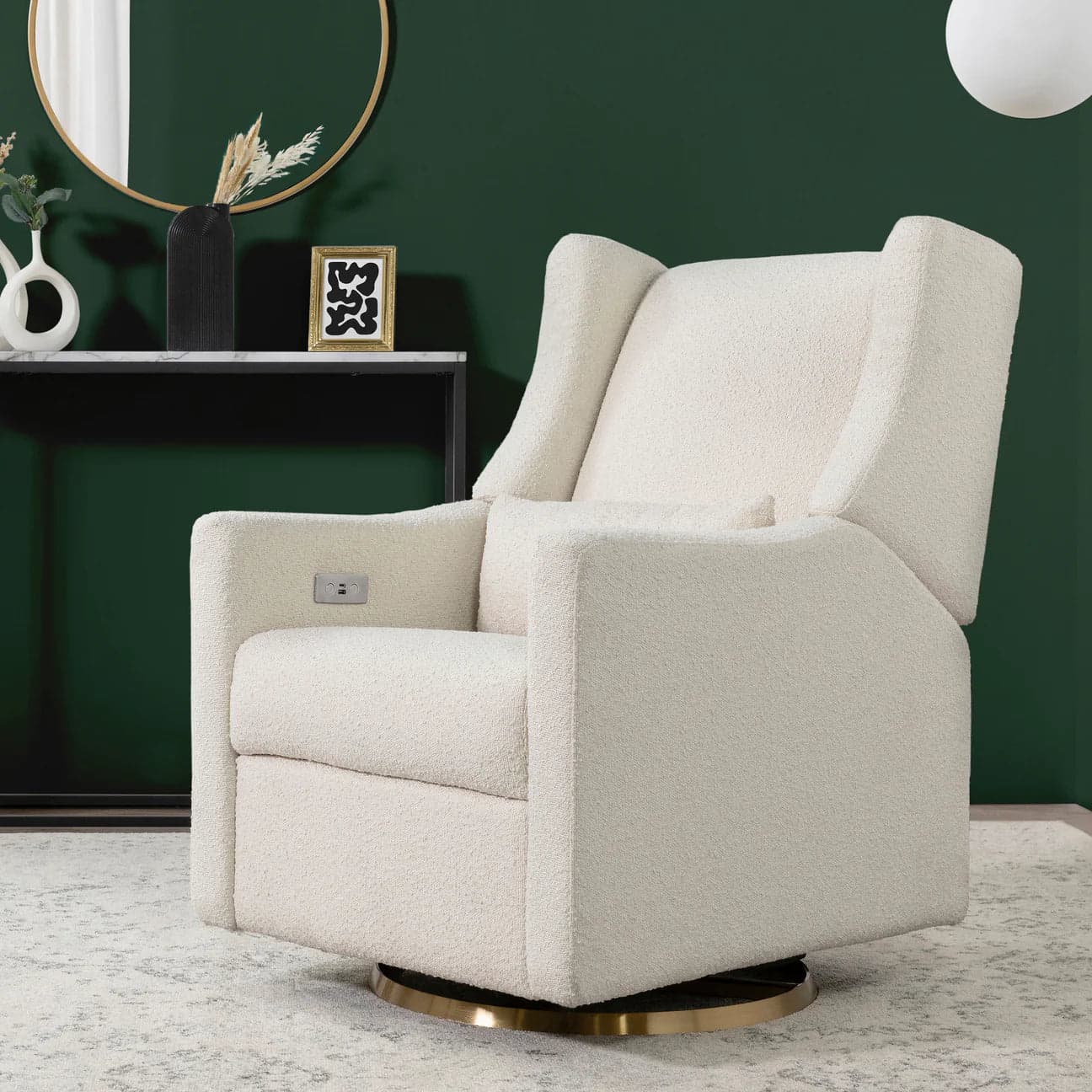 Kiwi Electronic Recliner and Swivel Glider in Boucle with USB port