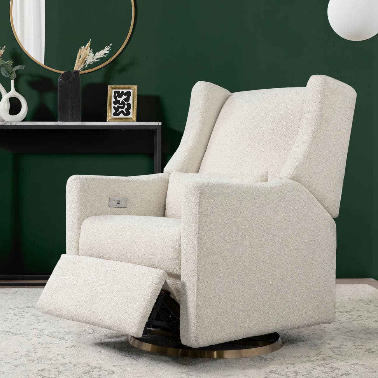 Kiwi Electronic Recliner and Swivel Glider in Boucle with USB port