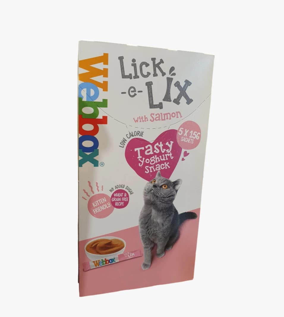 Webbox Lick-e-Lix with Salmon Tasty Yoghurt Snack for Kittens - Low Calorie Formula