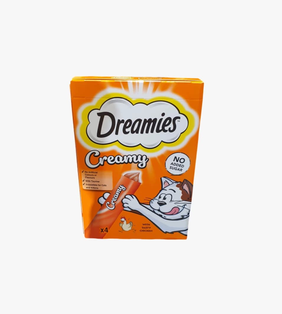 Dreamies Creamy Cat Treats for Cats and Kittens with Delicious Tasty Chicken Flavor and Custom Design for All Ages