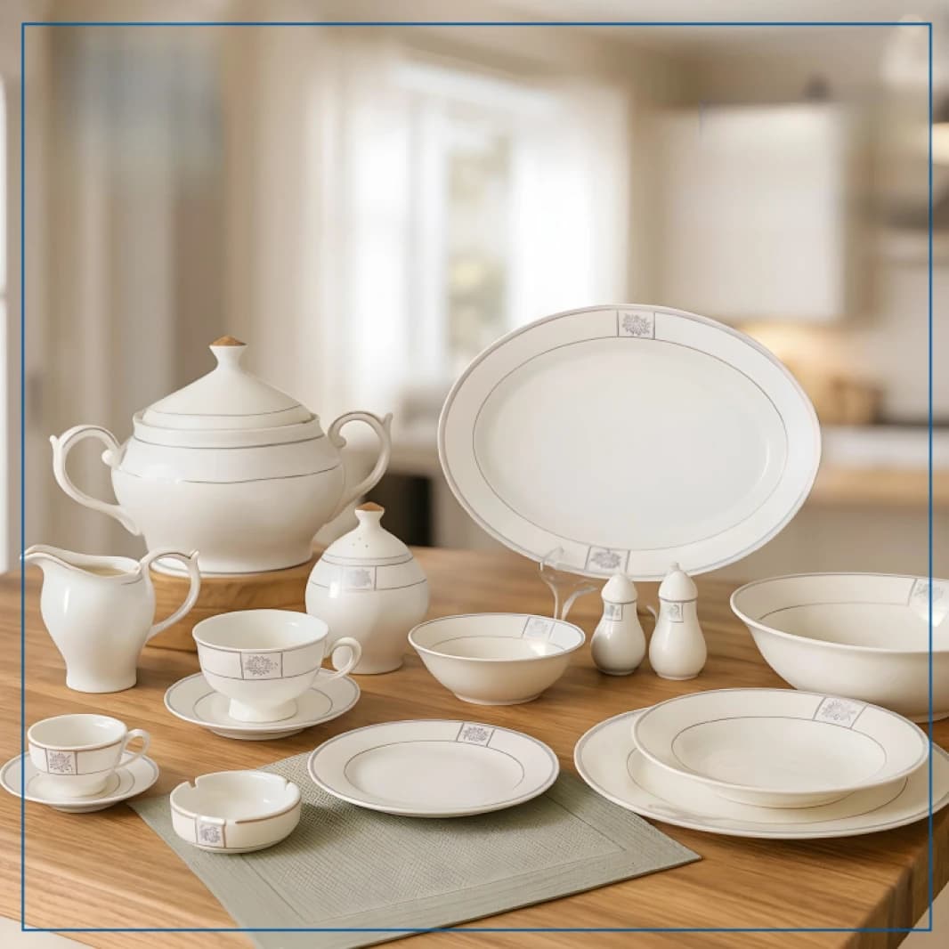 62-piece porcelain dining set