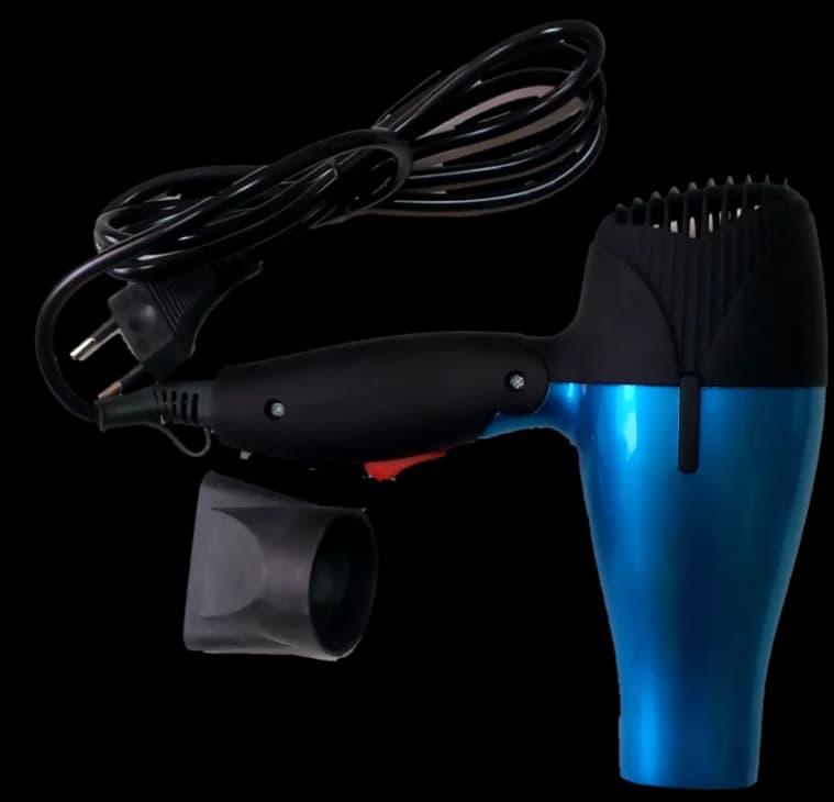 Electric Blue Hair Dryer with Ergonomic Modern Design for Home and Professional Use