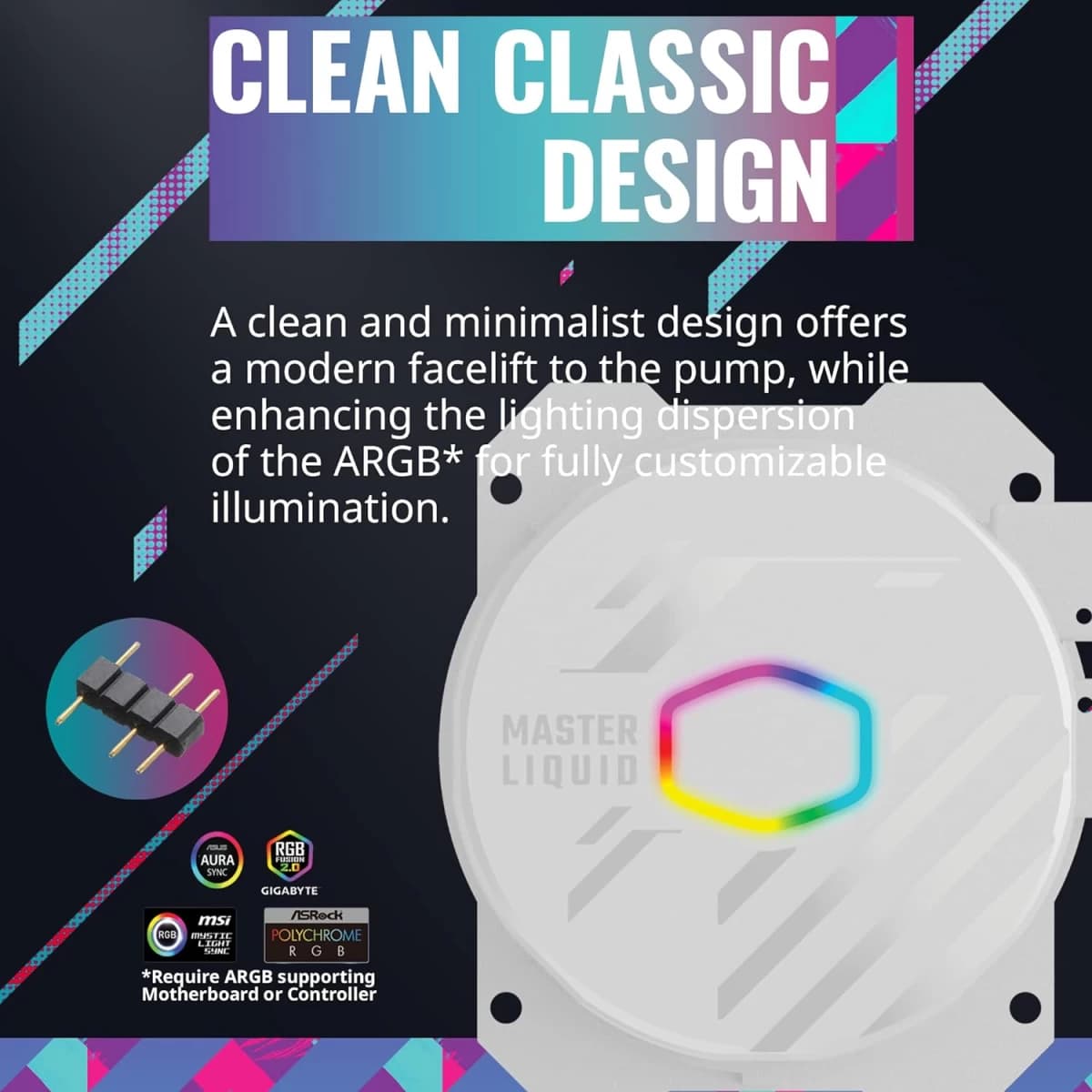 Cooler Master MasterLiquid 240L Core 240mm AIO Liquid Cooler ARGB Sync Gen S Coldplate Pump For Intel & AMD CPU - White
