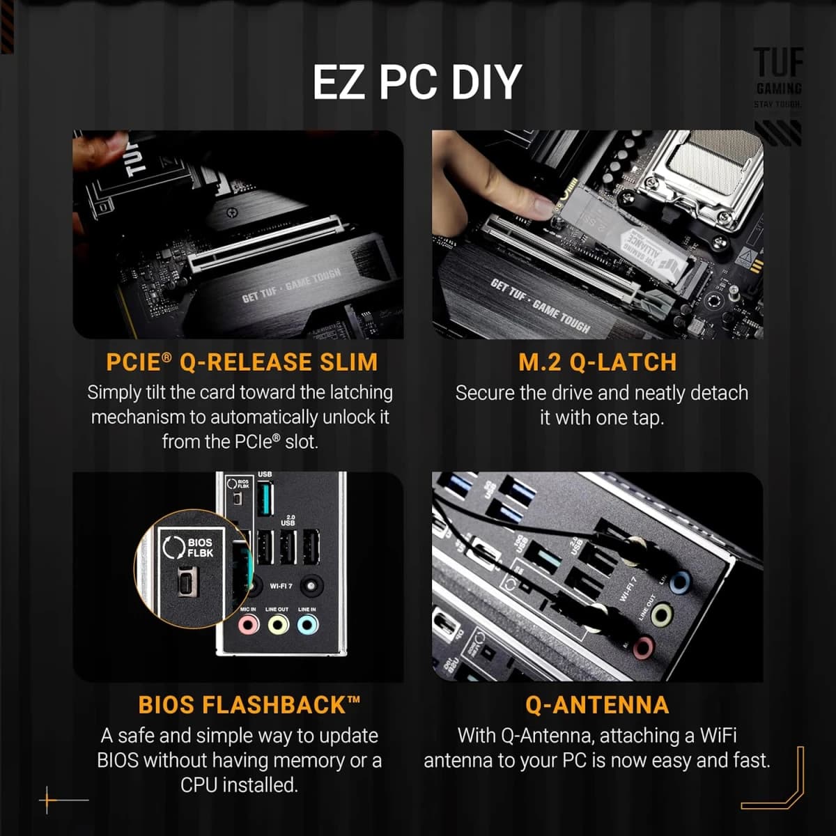 ASUS TUF GAMING X870E-PLUS WIFI 7 ATX AM5 Motherboards with AMD X870E Chipset, DDR5 Memory Support