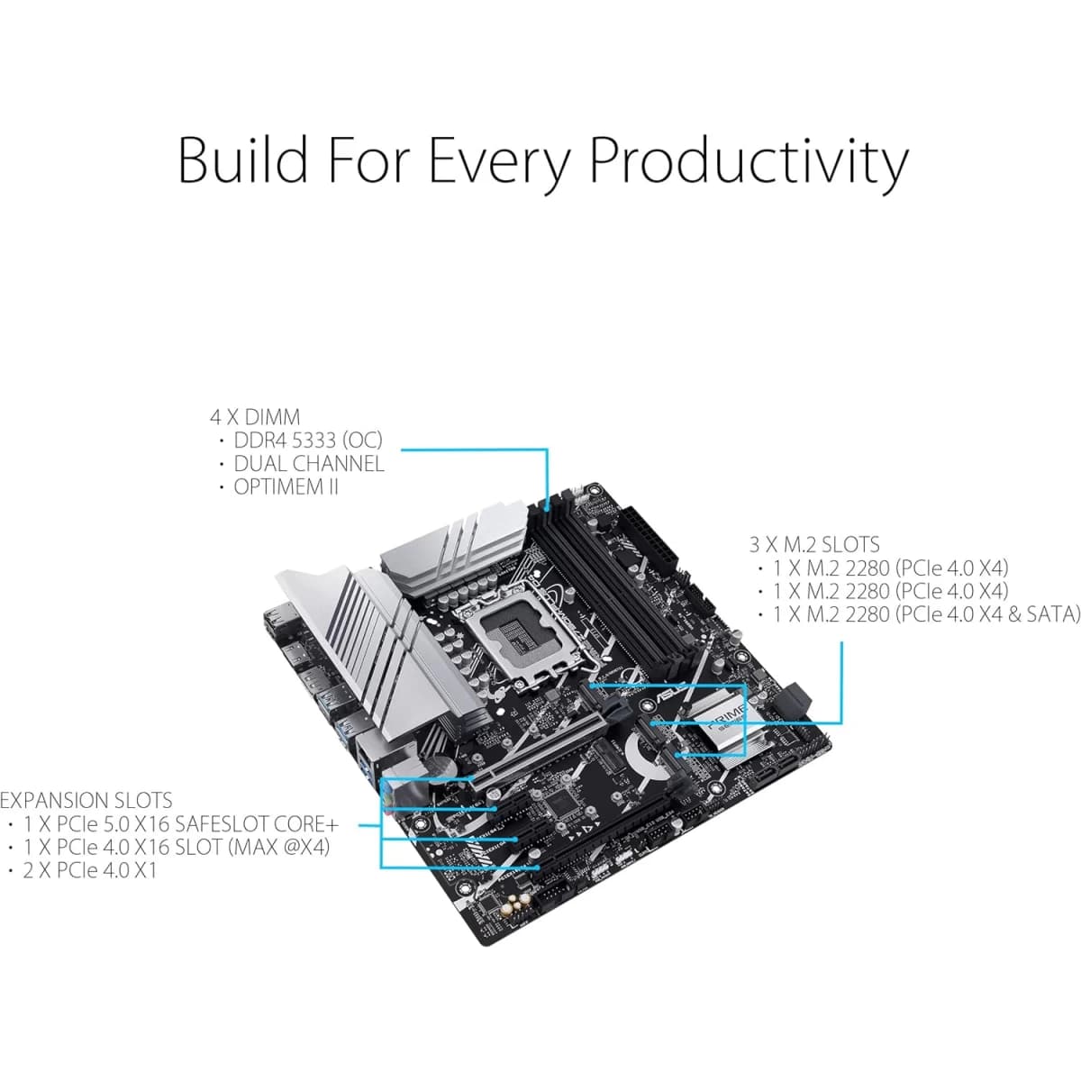 ASUS Prime Z790M-Plus DDR5 Intel 14th&13th Gen ATX Motherboard 3x M.2 Thunderbolt 4 RGB Lighting