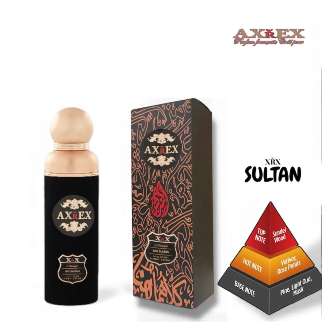 Axrex Sultan Premium Perfume for Men with Elegant Bottle and Luxurious Design for the Elite, Reflecting Sophistication and Uniqueness