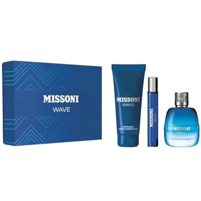 Missoni Wave EDT 100Ml + EDT 10Ml + Body Shower Gel 150Ml Gift Set For Men