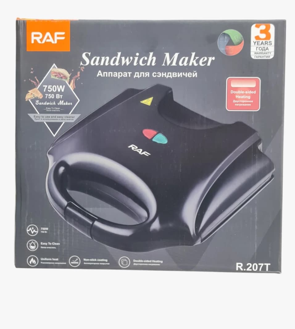 RAF Home Sandwich Maker with Double-Sided Heating and Elegant Design for Families, Easy to Clean Features