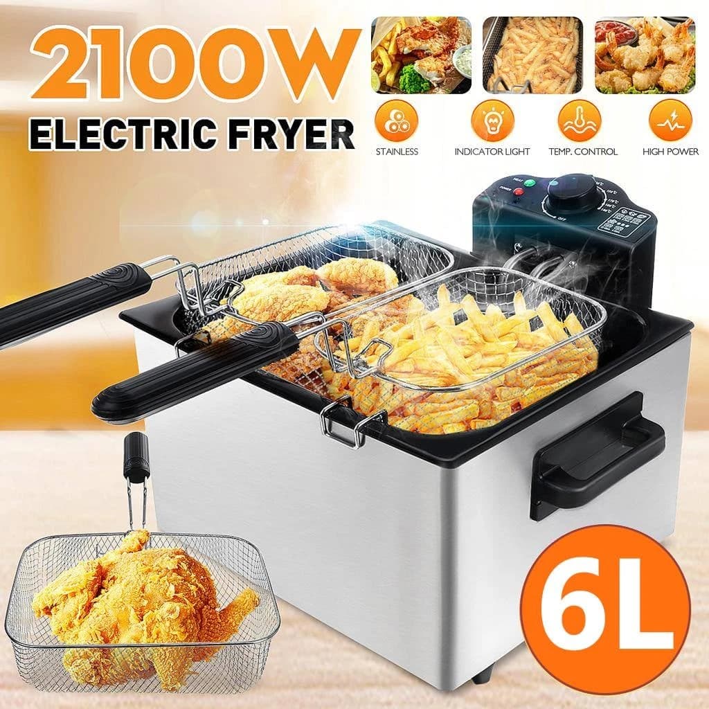 Sayona Original Stainless Steel Electric Deep Fryer - 6L, 2100W