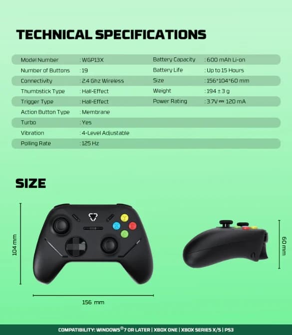 FANTECH WGP13X SHOOTER III X WIRELESS GAMING CONTROLLER - BLACK