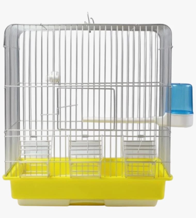 Metallic Bird Cage with 3-Feeder Design for Stylish Bird Comfort in Homes and Gardens