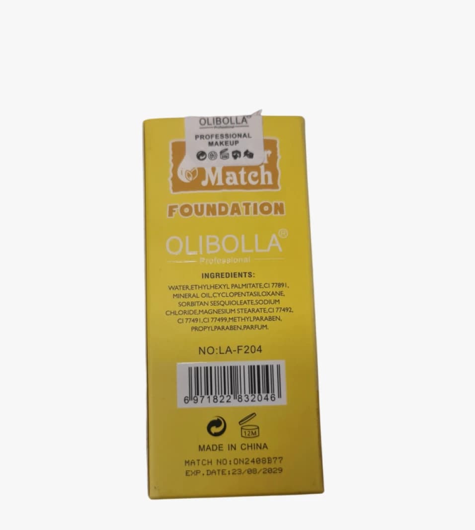 Olibolla Wonder Match Second Skin Effect Foundation for Sensitive Skin and Professional Makeup