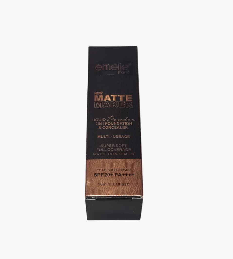 Emelie Paris Matte Maker Liquid Powder 2-in-1 Foundation and Concealer for Multi-Purpose Soft Coverage
