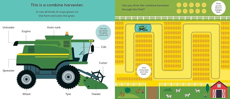 Educational Children's Book About Combine Harvester by a Renowned Brand with Engaging and Fun Design for Young Readers